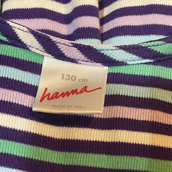 Hanna Andersson Girls Lavender Blue Green Stripe Play Day Dress 130 CM 8 PERU - Picture 2 of 8
